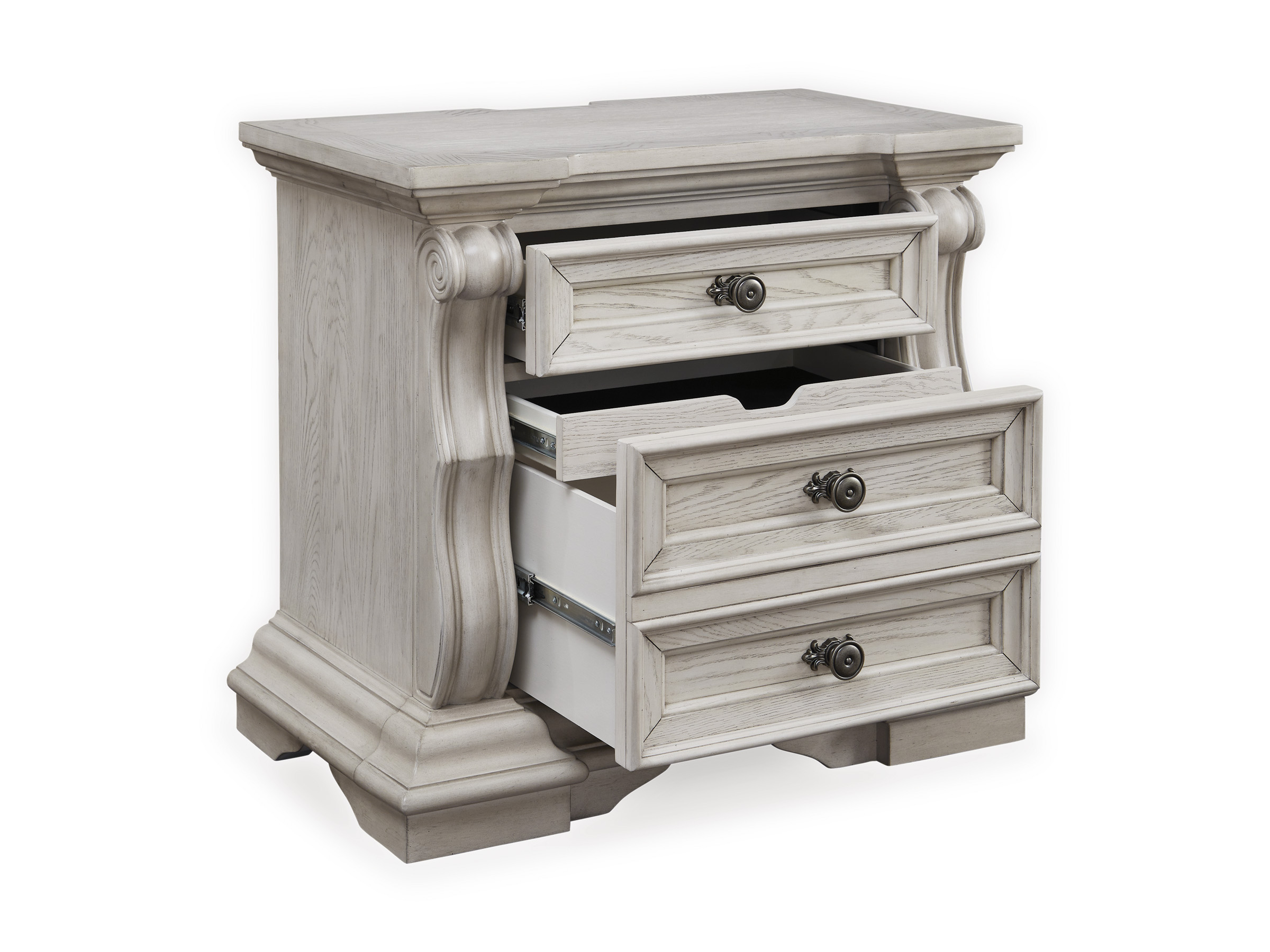 Bruchandi MDF/Wood Veneer Nightstand w/3 Drawers