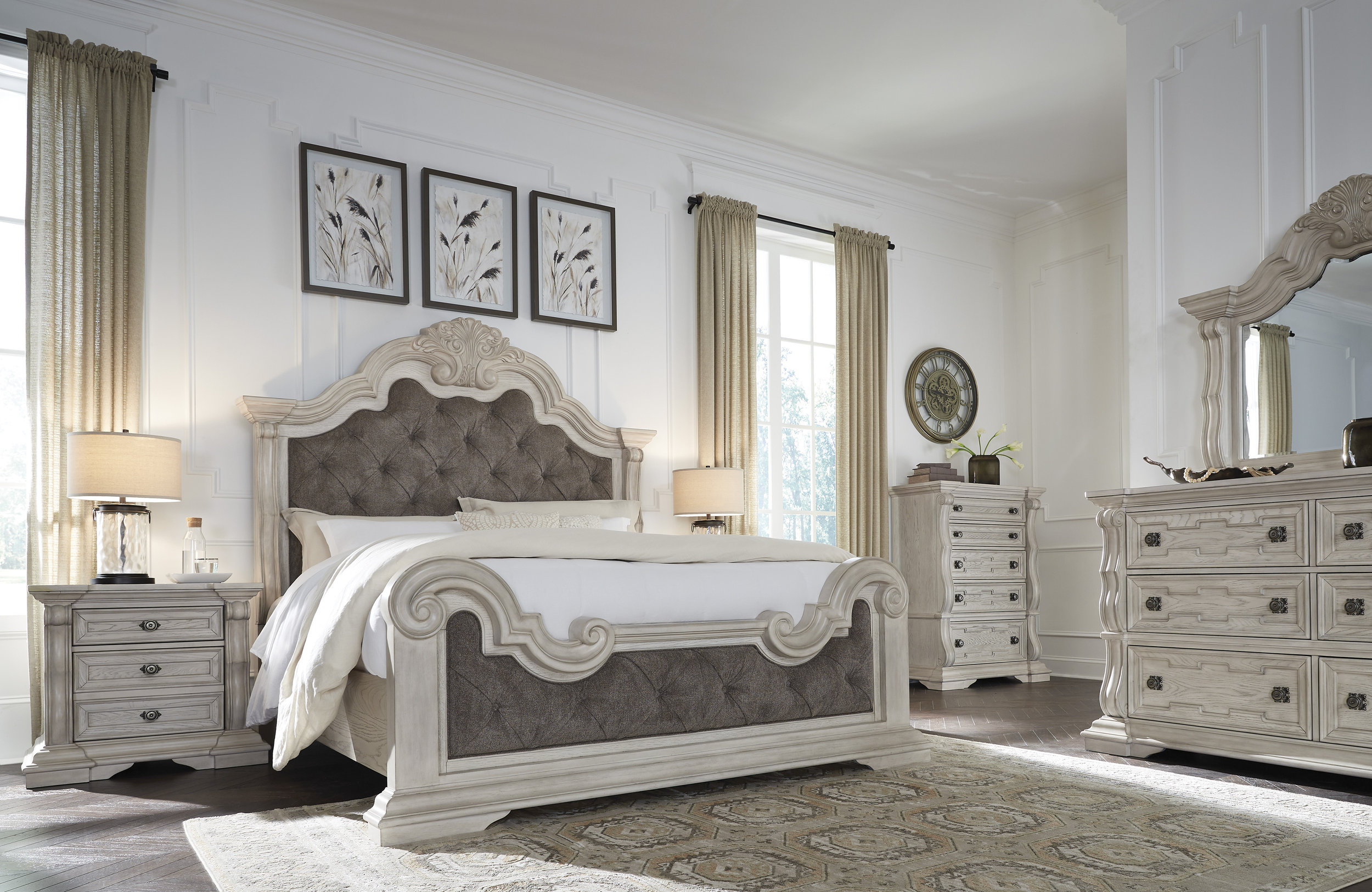 Bruchandi Fabric/MDF/Wood Veneer Upholstered Panel Bed, King Size
