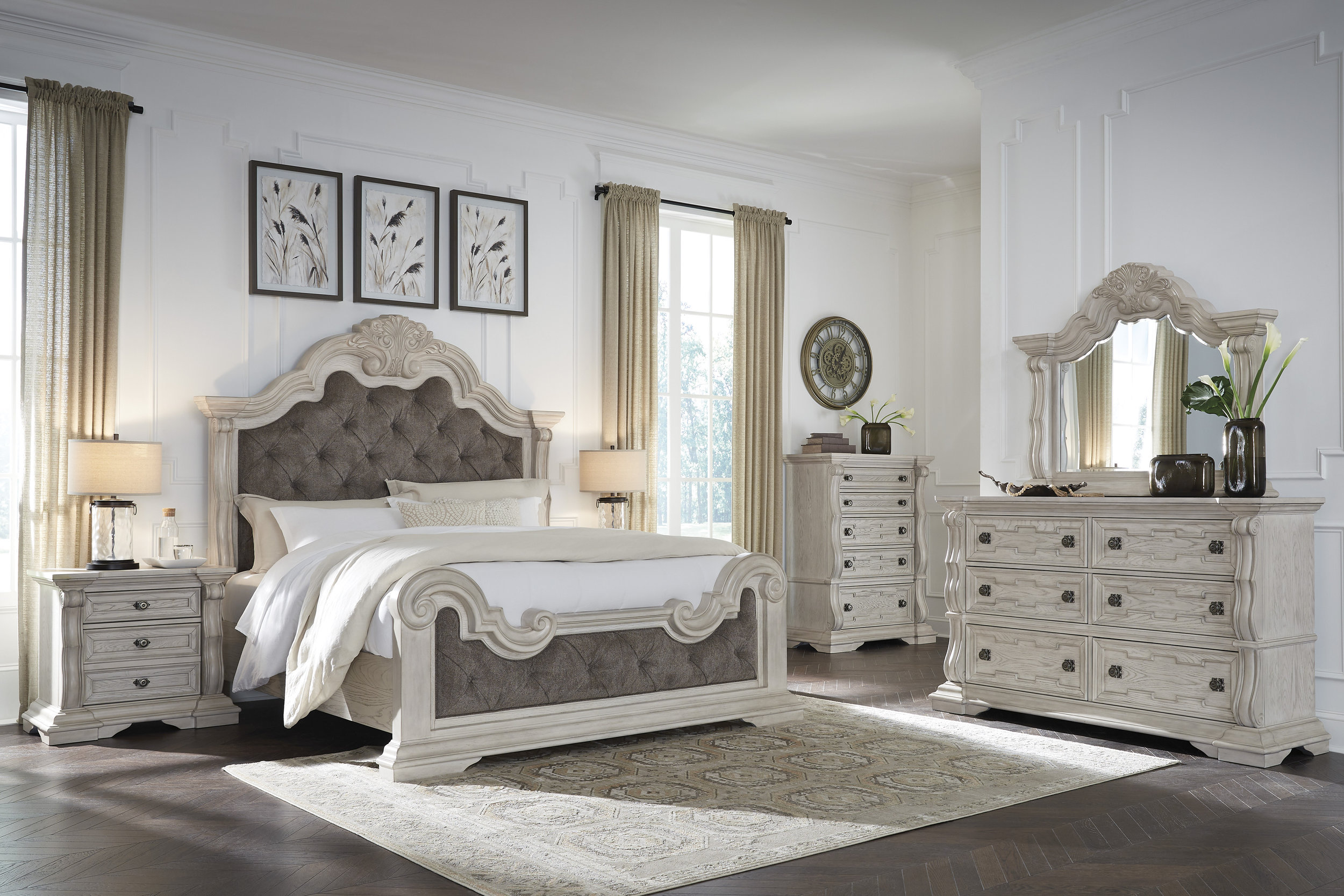 Bruchandi Fabric/MDF/Wood Veneer Upholstered Panel Bed, California King Size