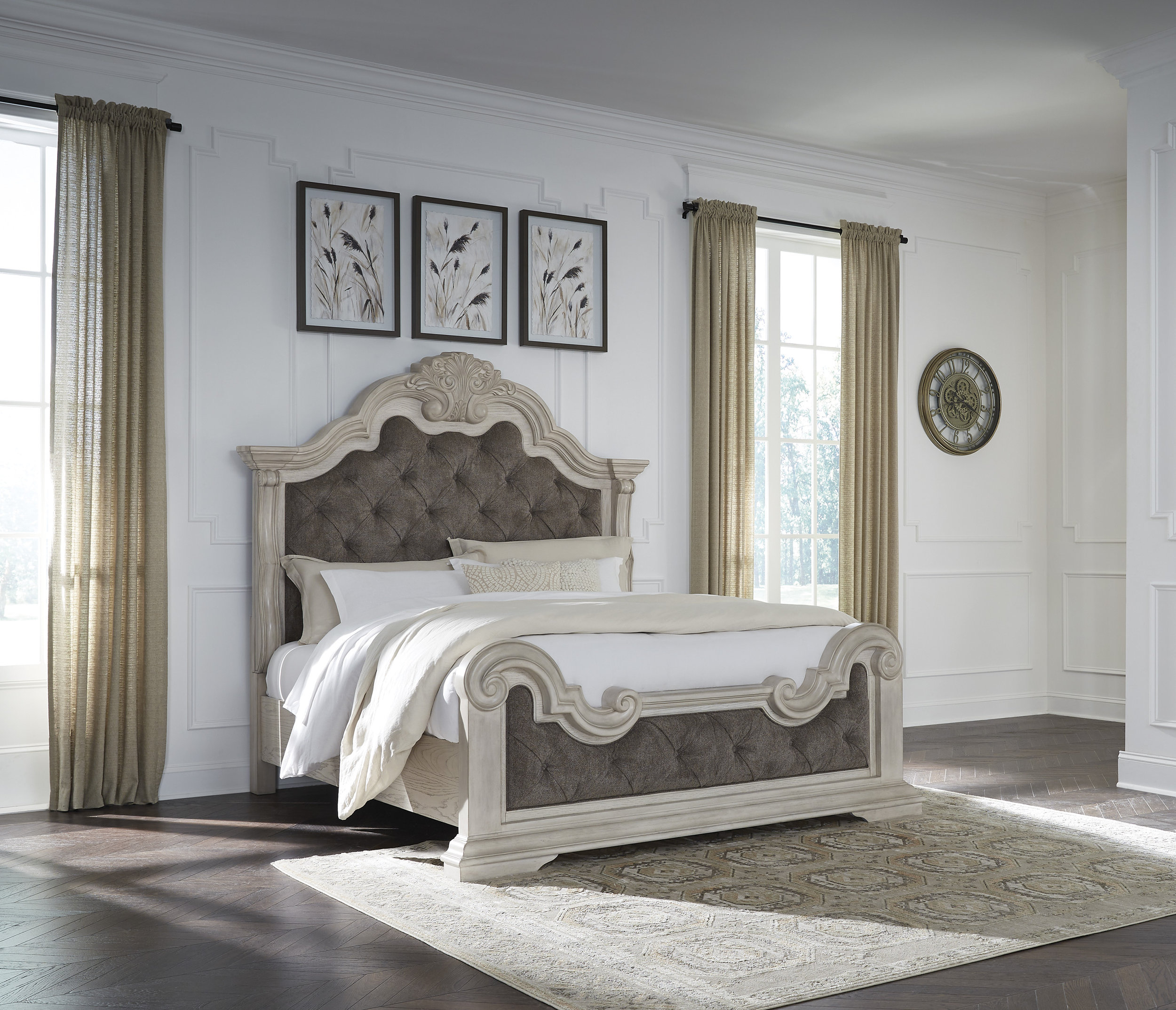 Bruchandi Fabric/MDF/Wood Veneer Upholstered Panel Bed, California King Size