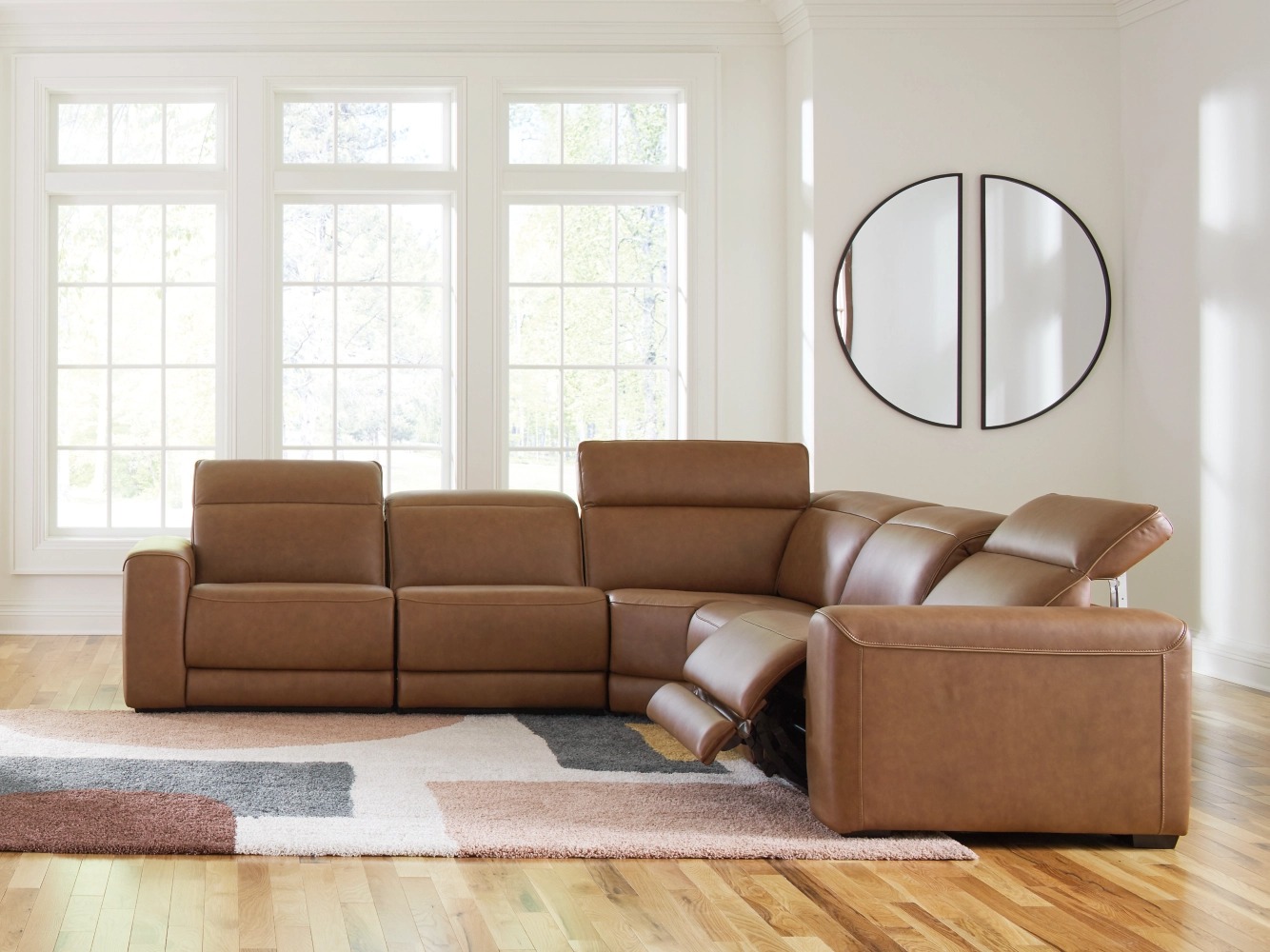 Magic Man Rally 5-Piece L-Shaped Leather Power Reclining Sectional