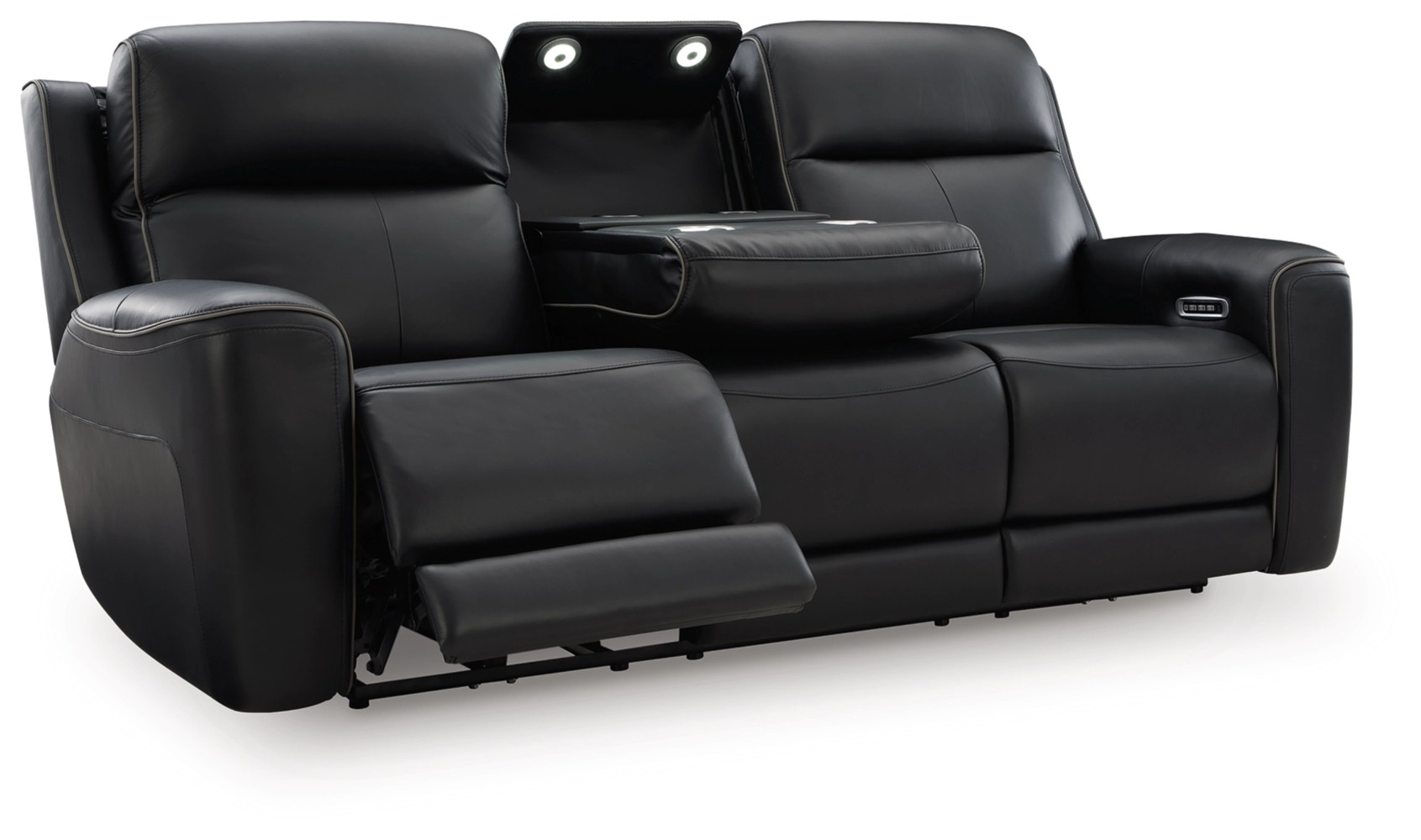5Z-Comfort Leather/PVC Power Reclining Sofa w/Adjustable Headrests