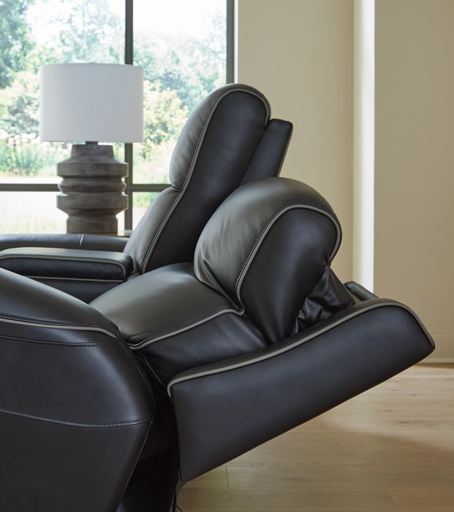 5Z-Comfort Leather/PVC Power Reclining Loveseat w/Console & Adjustable Headrests