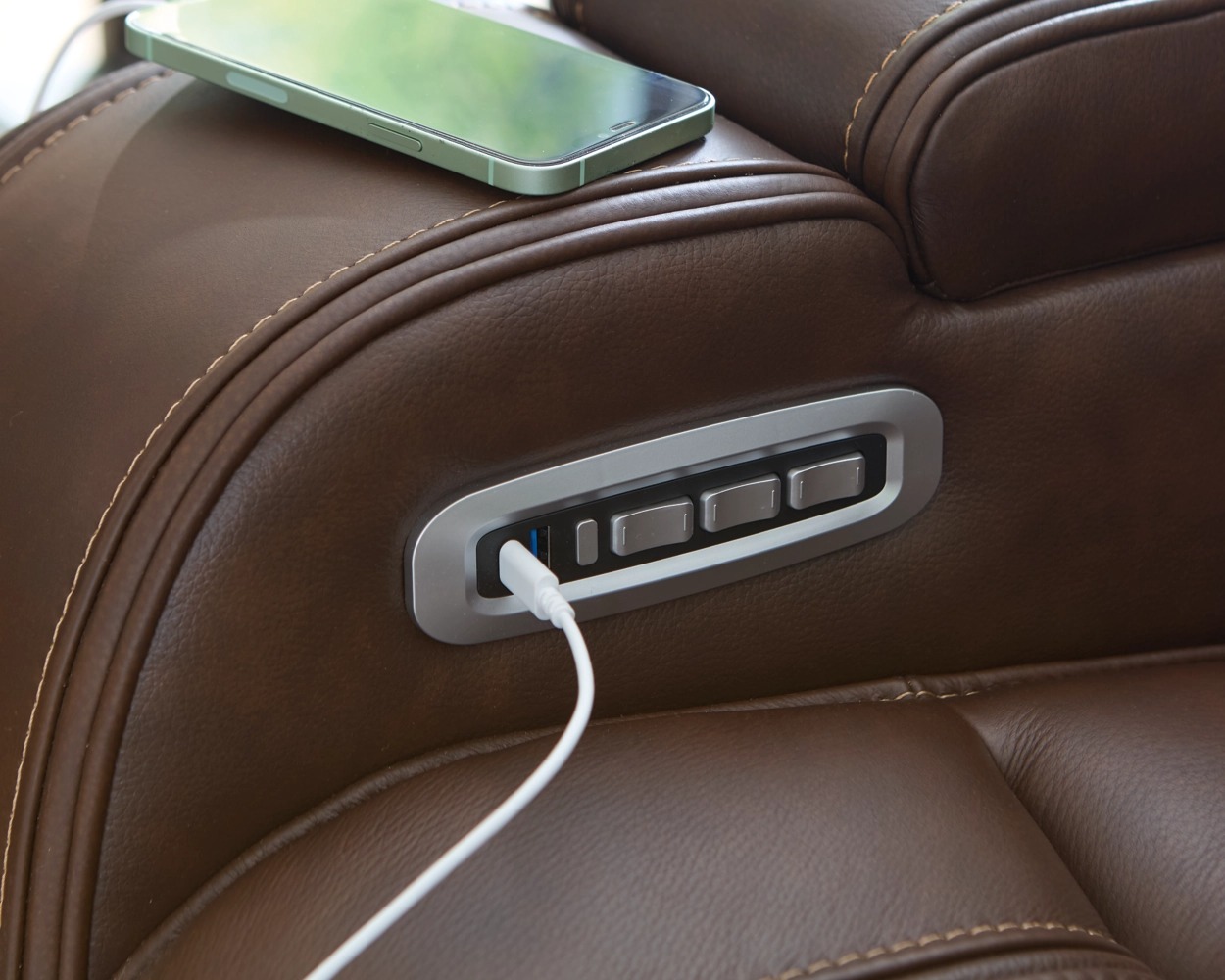 Knightington Power Leather/PVC Power Reclining Living Set w/Audio Seating