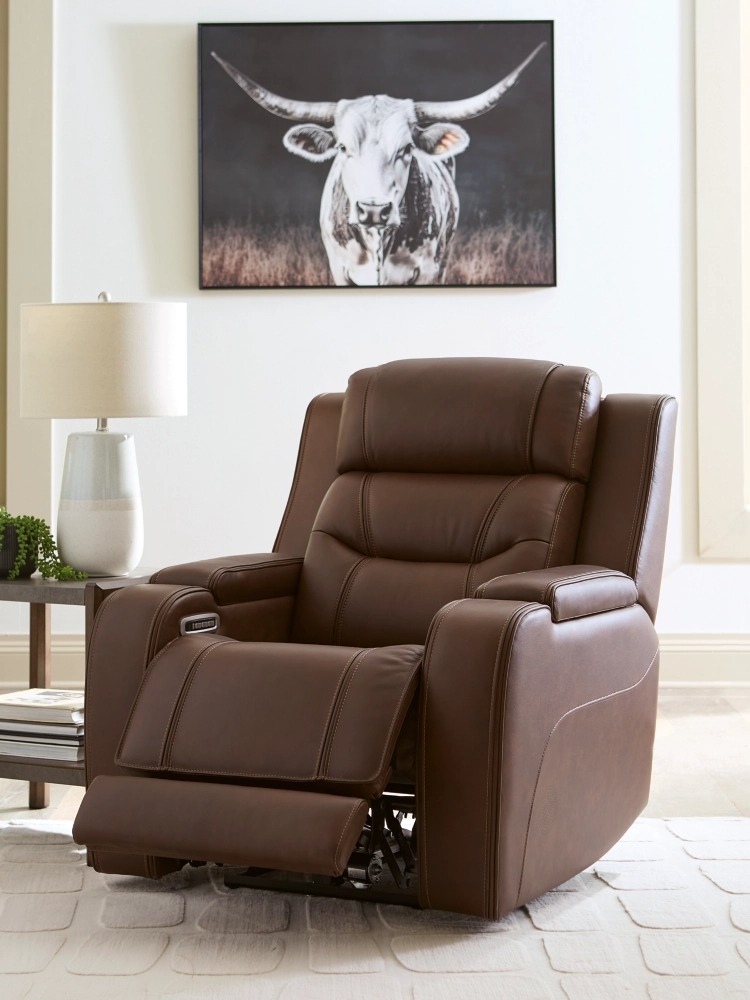 Knightington Leather/PVC Power Recliner w/Audio Seating