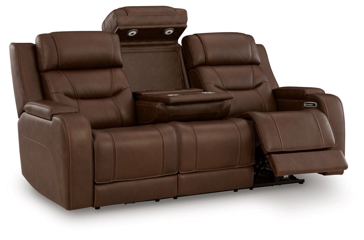 Knightington Leather/PVC Power Reclining Sofa w/Audio Seating