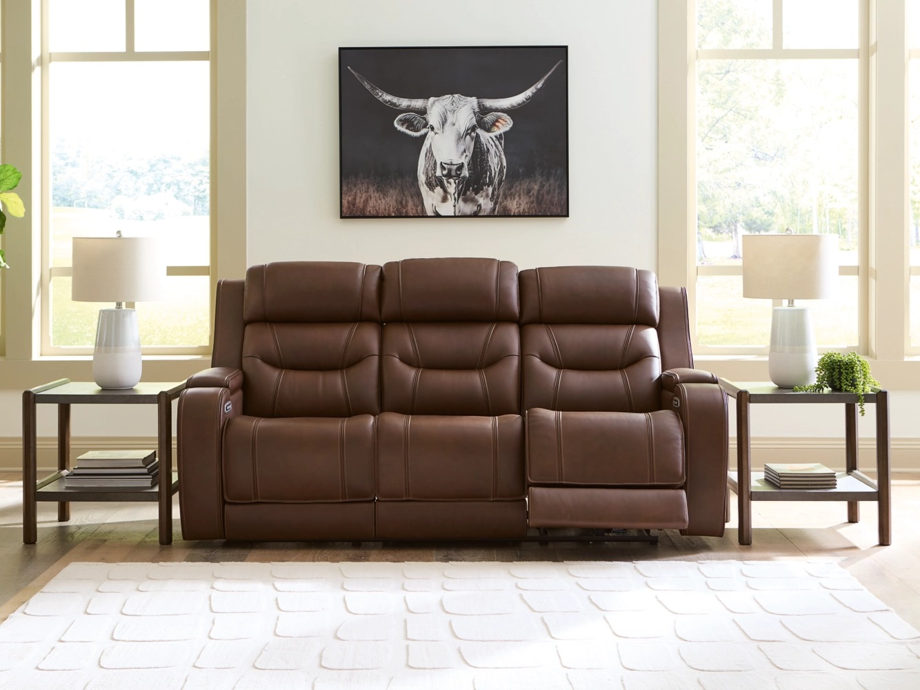 Knightington Power Leather/PVC Power Reclining Living Set w/Audio Seating