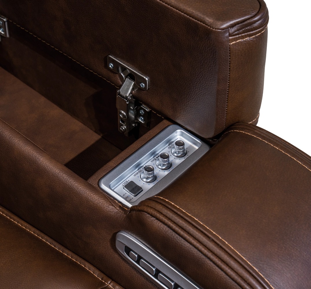 Knightington Leather/PVC Power Reclining Loveseat w/Audio Seating