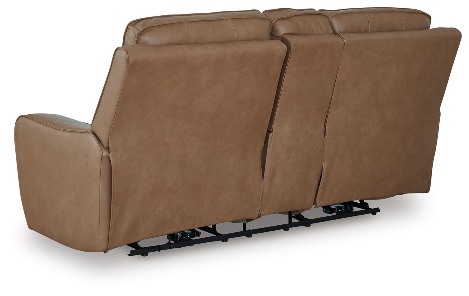 DeepWakes Leather/PVC Power Reclining Loveseat w/Console & Adjustable Headrests