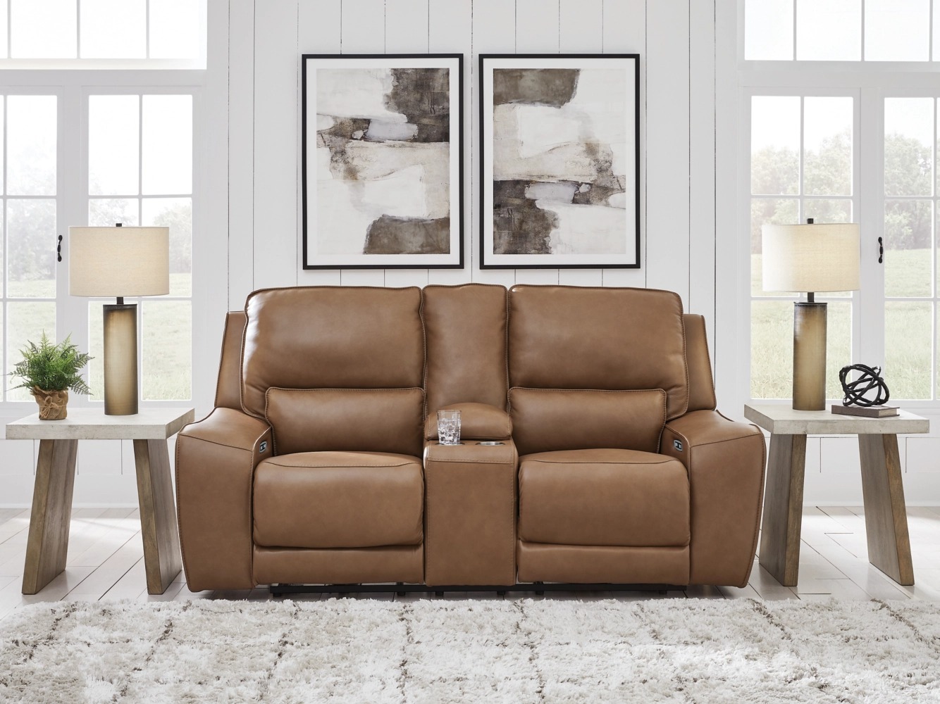 DeepWakes Leather/PVC Power Reclining Living Set