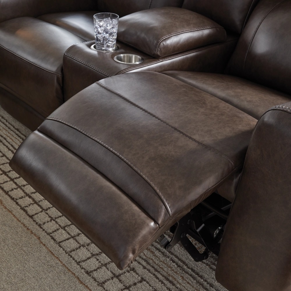 Crossplex Leather/PVC Power Recliner w/Adjustable Headrest