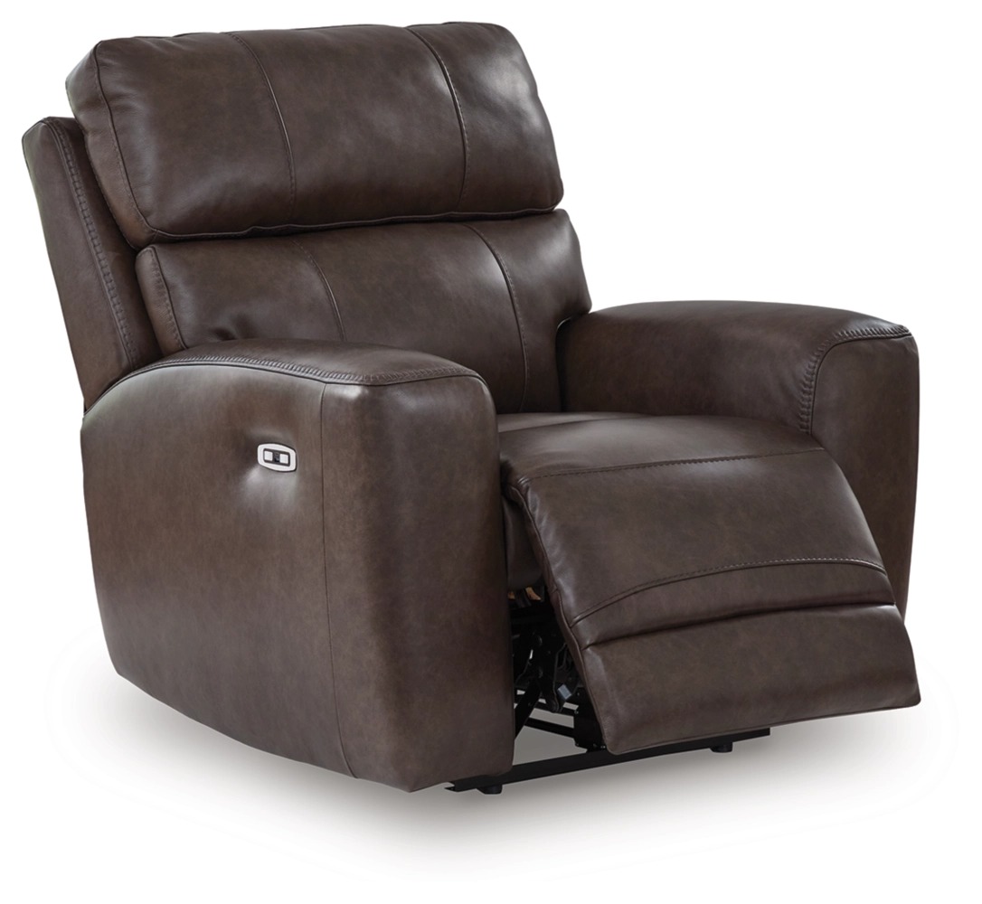 Crossplex Leather/PVC Power Recliner w/Adjustable Headrest