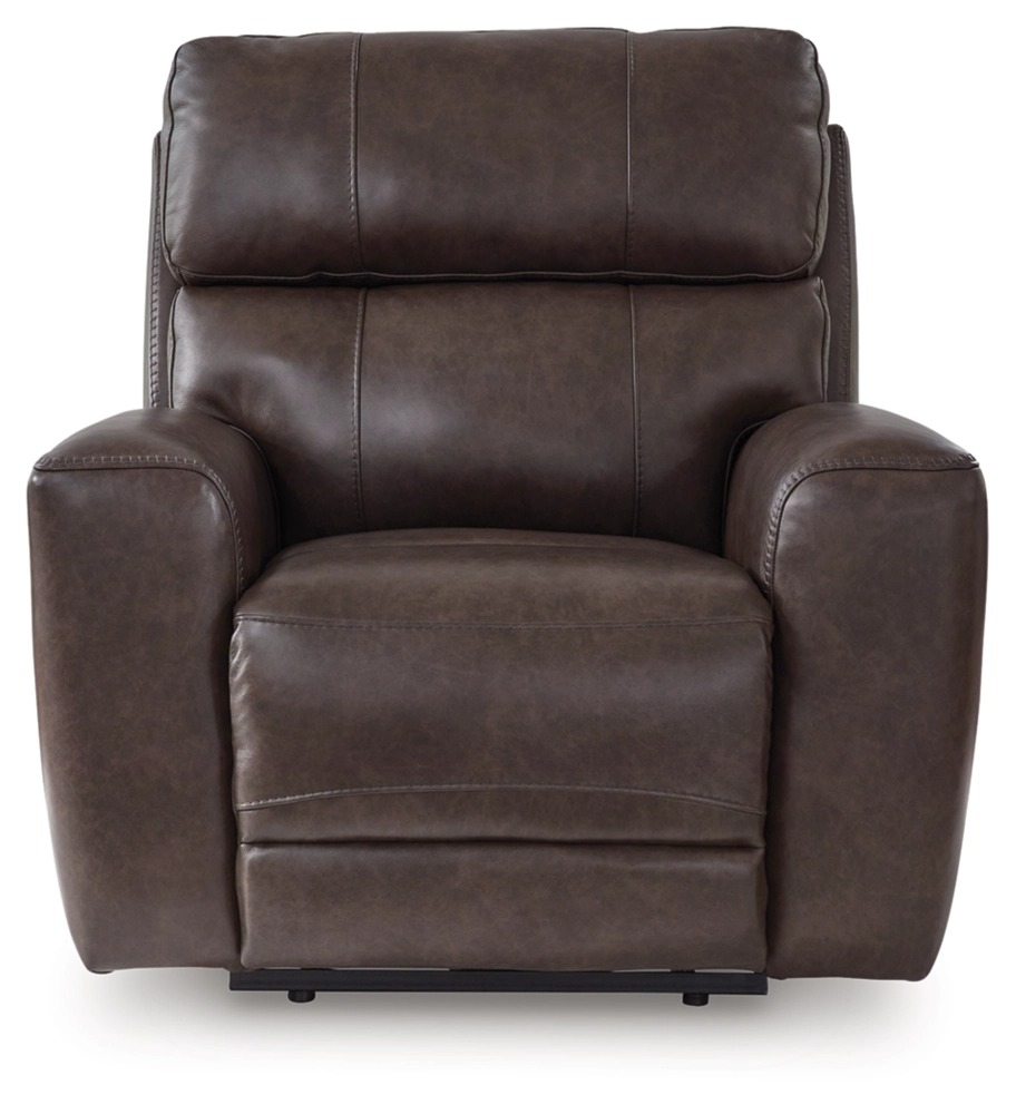 Crossplex Leather/PVC Power Recliner w/Adjustable Headrest