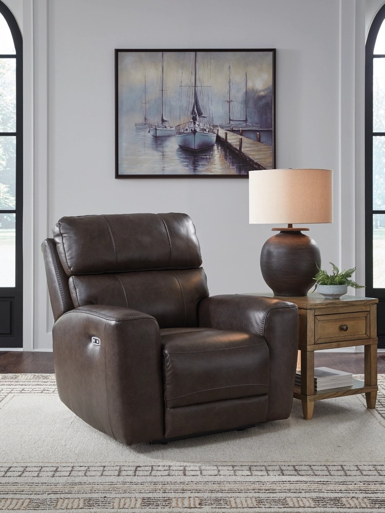 Crossplex Leather/PVC Power Recliner w/Adjustable Headrest