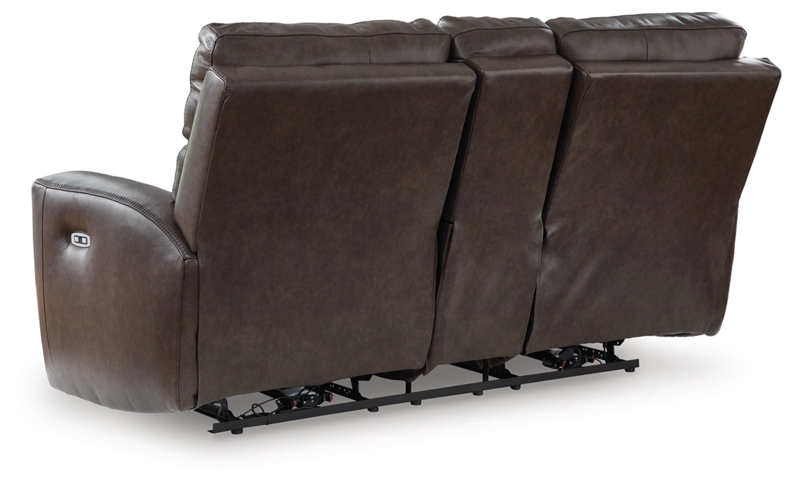 Crossplex Leather/PVC Power Reclining Loveseat w/Console & Adjustable Headrests