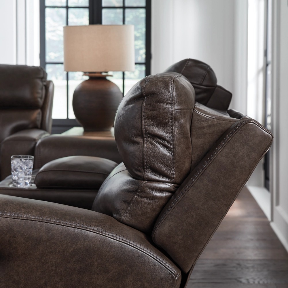 Crossplex Leather/PVC Power Reclining Loveseat w/Console & Adjustable Headrests