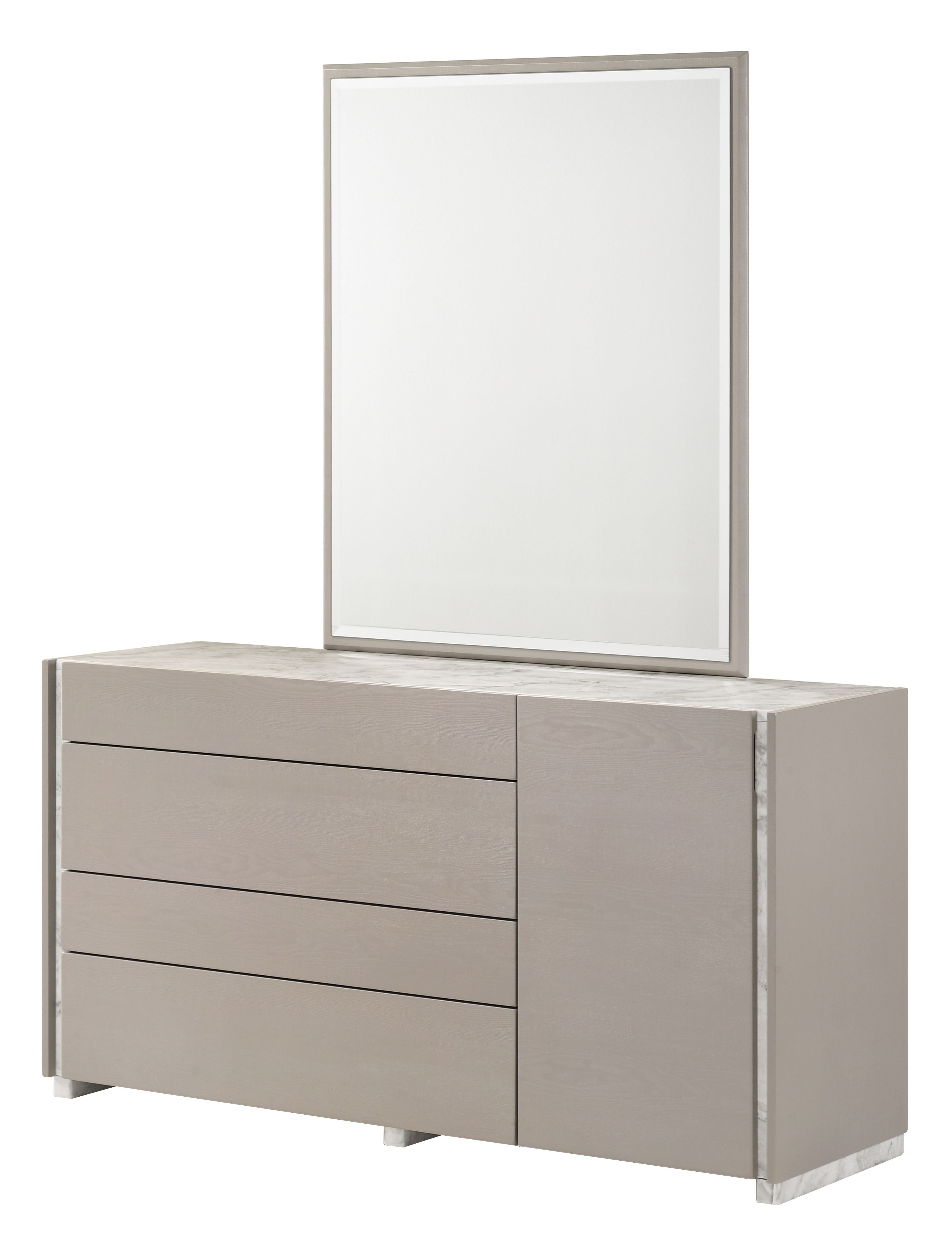 Pearl 4-Drawer 1-Door Dresser & Mirror