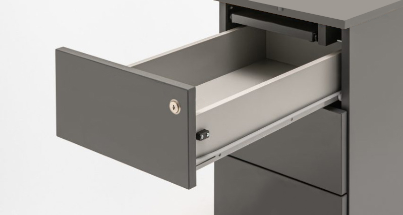 Basic Office Lockable Handleless Mobile Pedestal w/3 Drawers & Sliding Pencil Tray