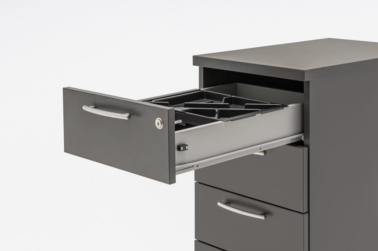 Basic Office Lockable Pedestal w/4 Drawers & Pencil Tray