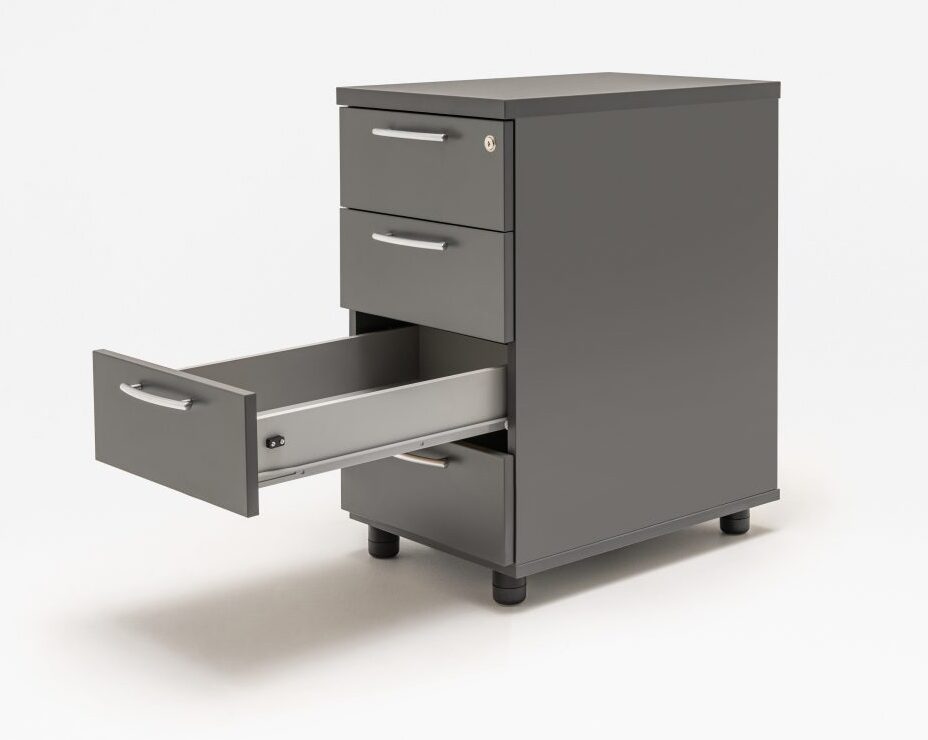Basic Office D31.5" Lockable Pedestal w/Top Plate, 4 Drawers & Pencil Tray