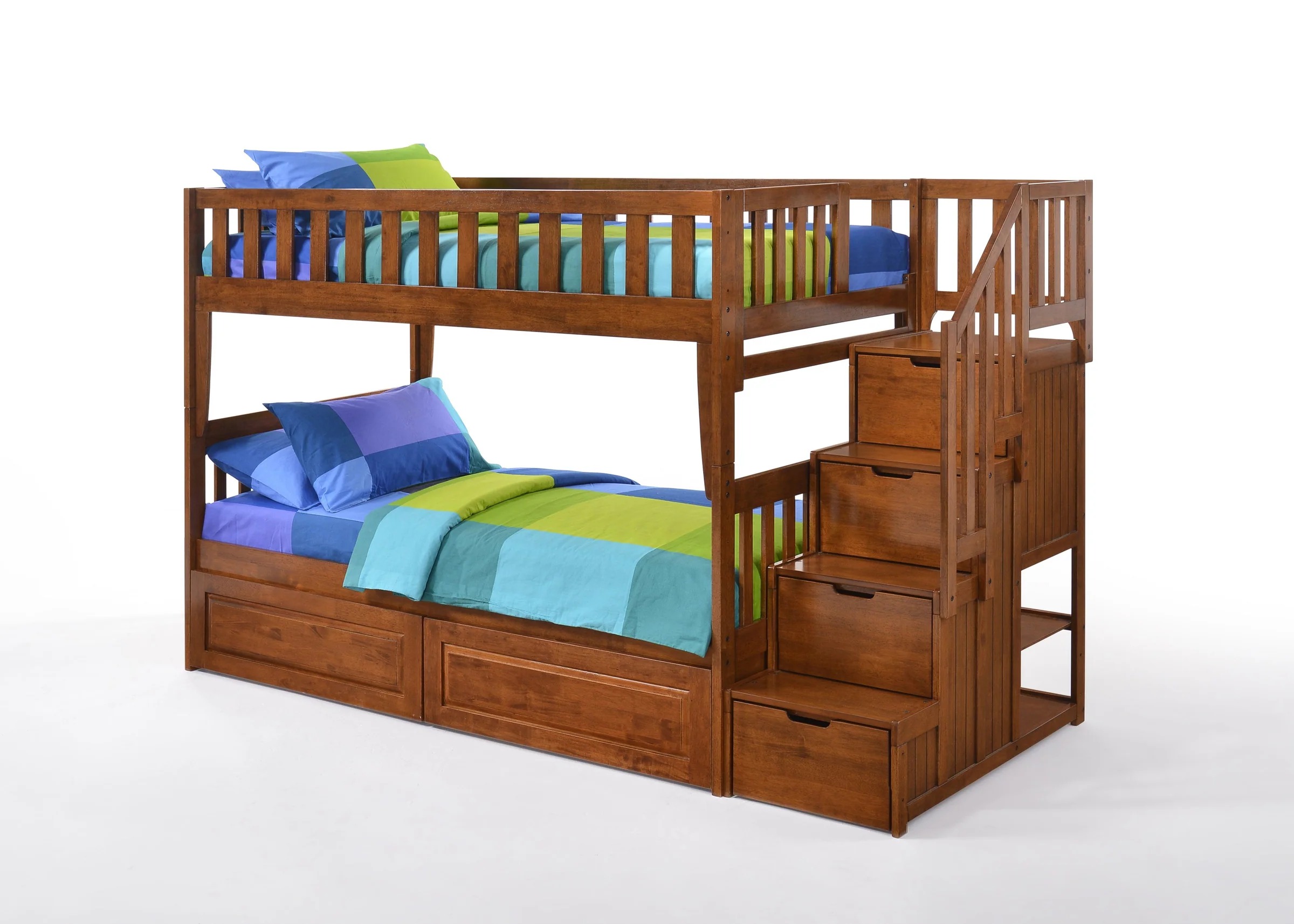 Peppermint Wood Bunk Bed, Twin/Twin Size