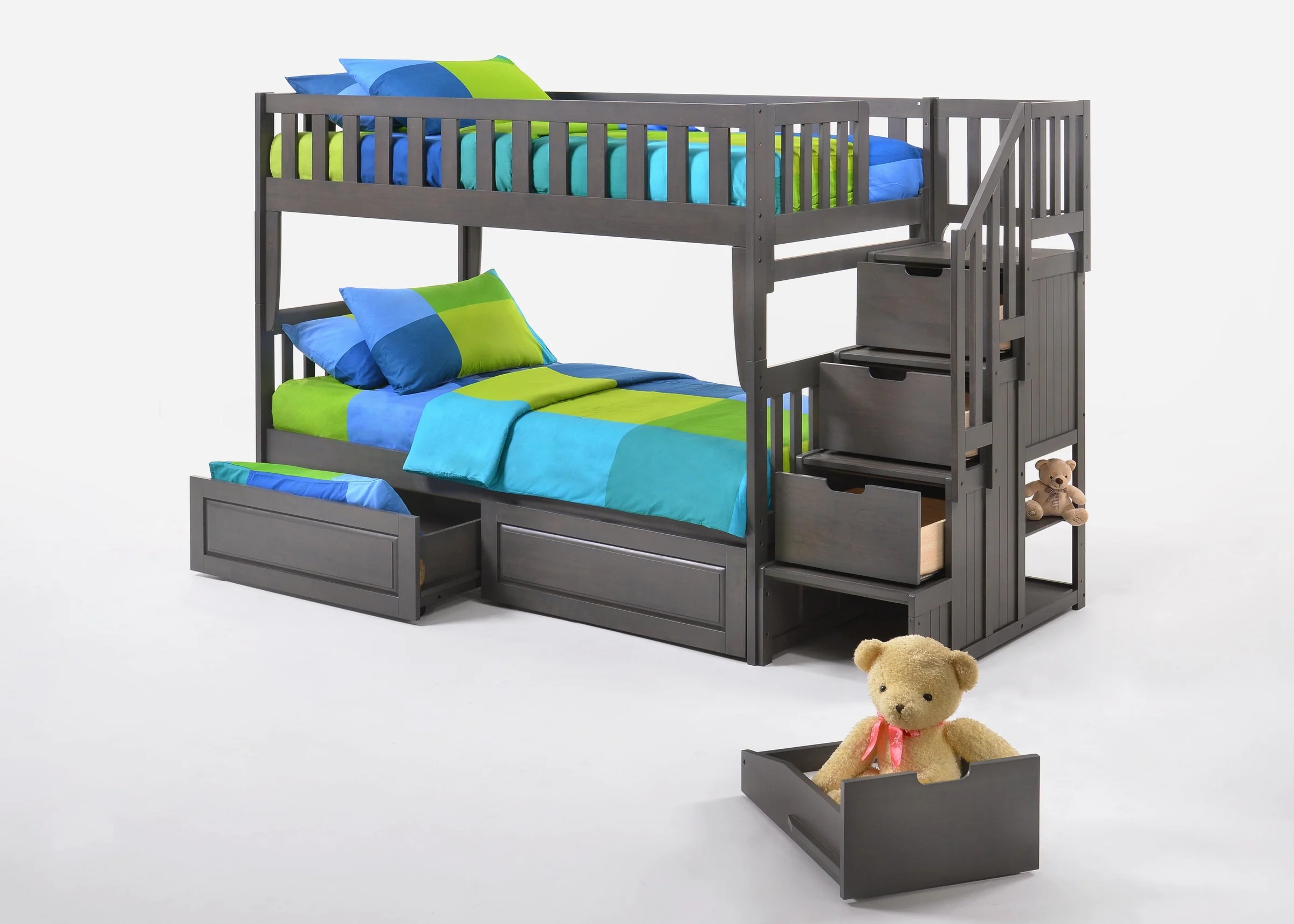 Peppermint Wood Bunk Bed, Twin/Twin Size