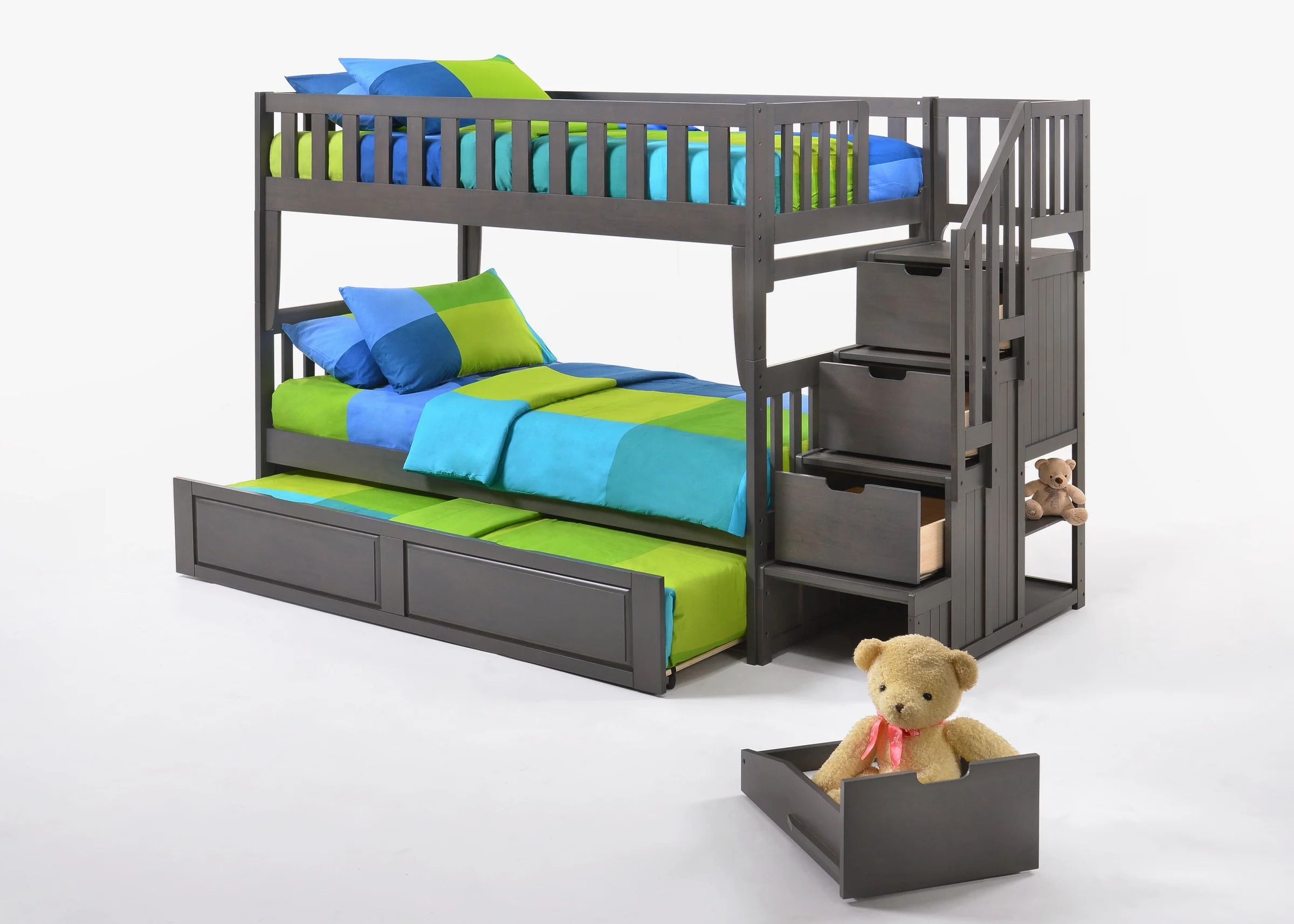 Peppermint Wood Bunk Bed, Twin/Twin Size