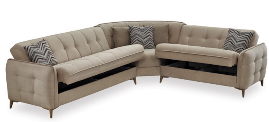 Perla Microsuede Convertible Storage Sectional