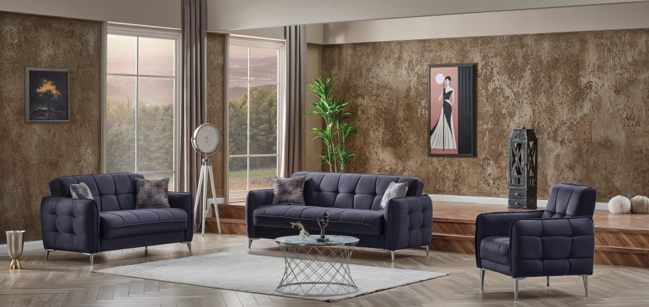 Perla Microsuede Convertible Storage Loveseat