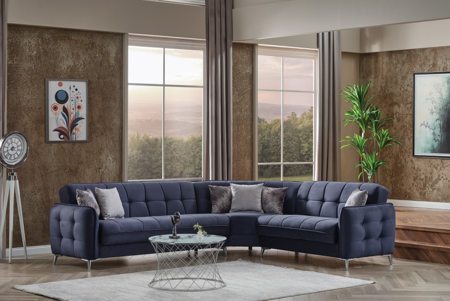 Perla Microsuede Convertible Storage Sectional