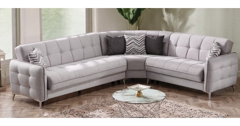 Perla Microsuede Convertible Storage Sectional