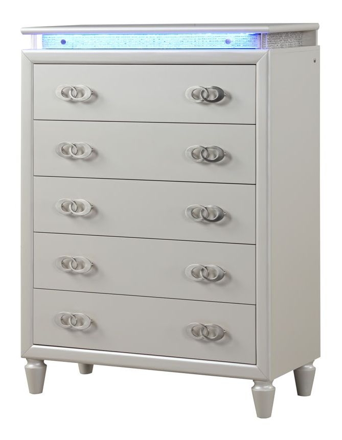 Glory Furniture G8100A 4-Piece Panel Bedroom Set in Pearl