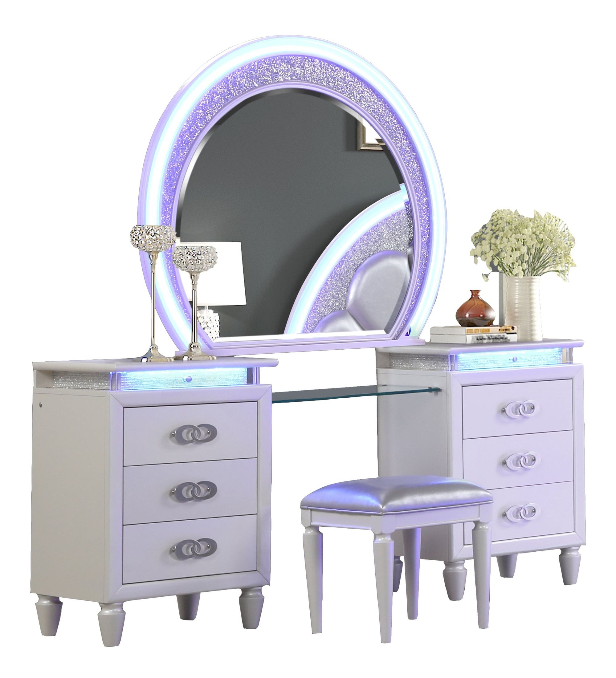 alaxy Home Furnishings Perla LED Vanity Set Made