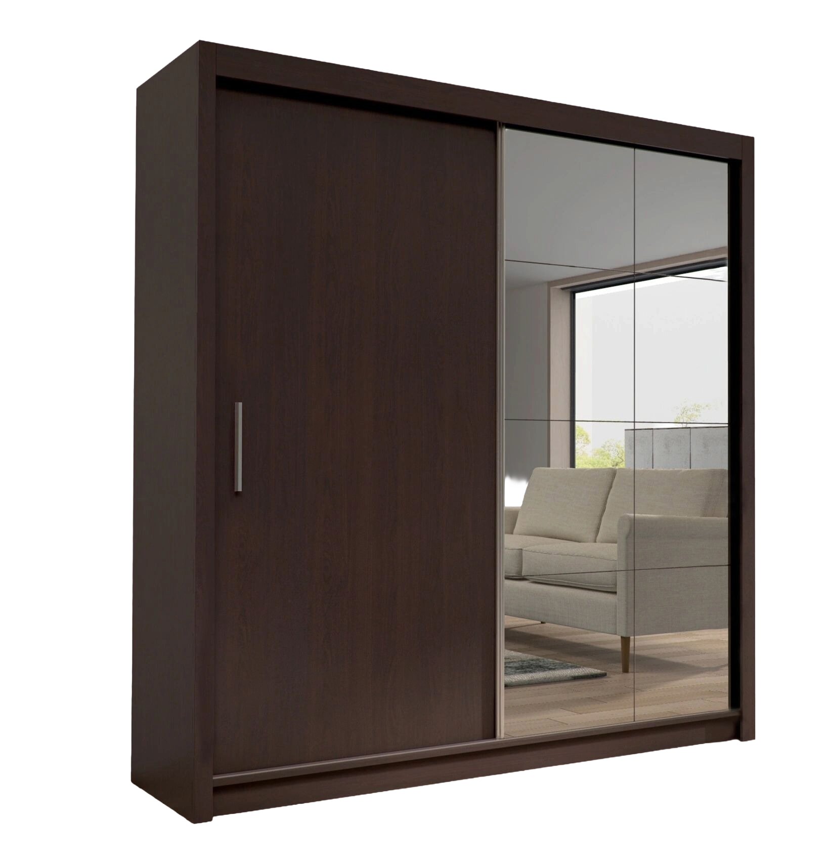 Peso 71-inch 2-Door Wood Wardrobe with Mirror