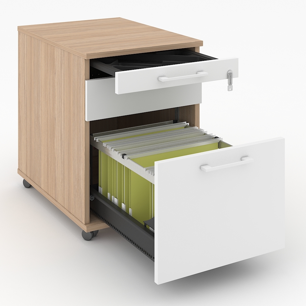 Optima Top 1000 D31.5" Office Lockable Mobile Pedestal w/2 Drawers & 1 Pencil Drawer