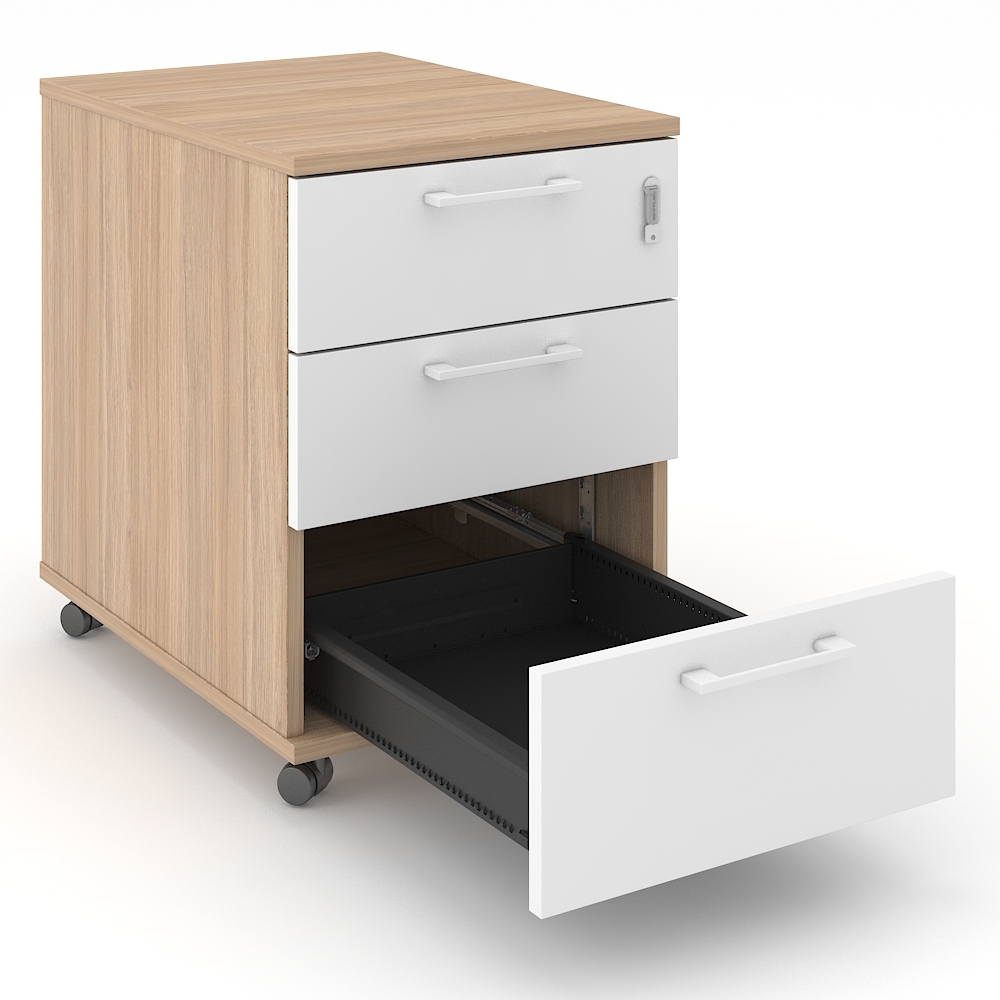 Optima Top 1000 D31.5" Office Lockable Mobile Pedestal w/3 Drawers