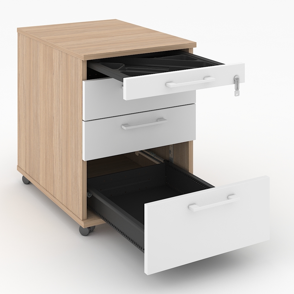 Optima Top 1000 D31.5" Office Lockable Mobile Pedestal w/3 Drawers & 1 Pencil Drawer