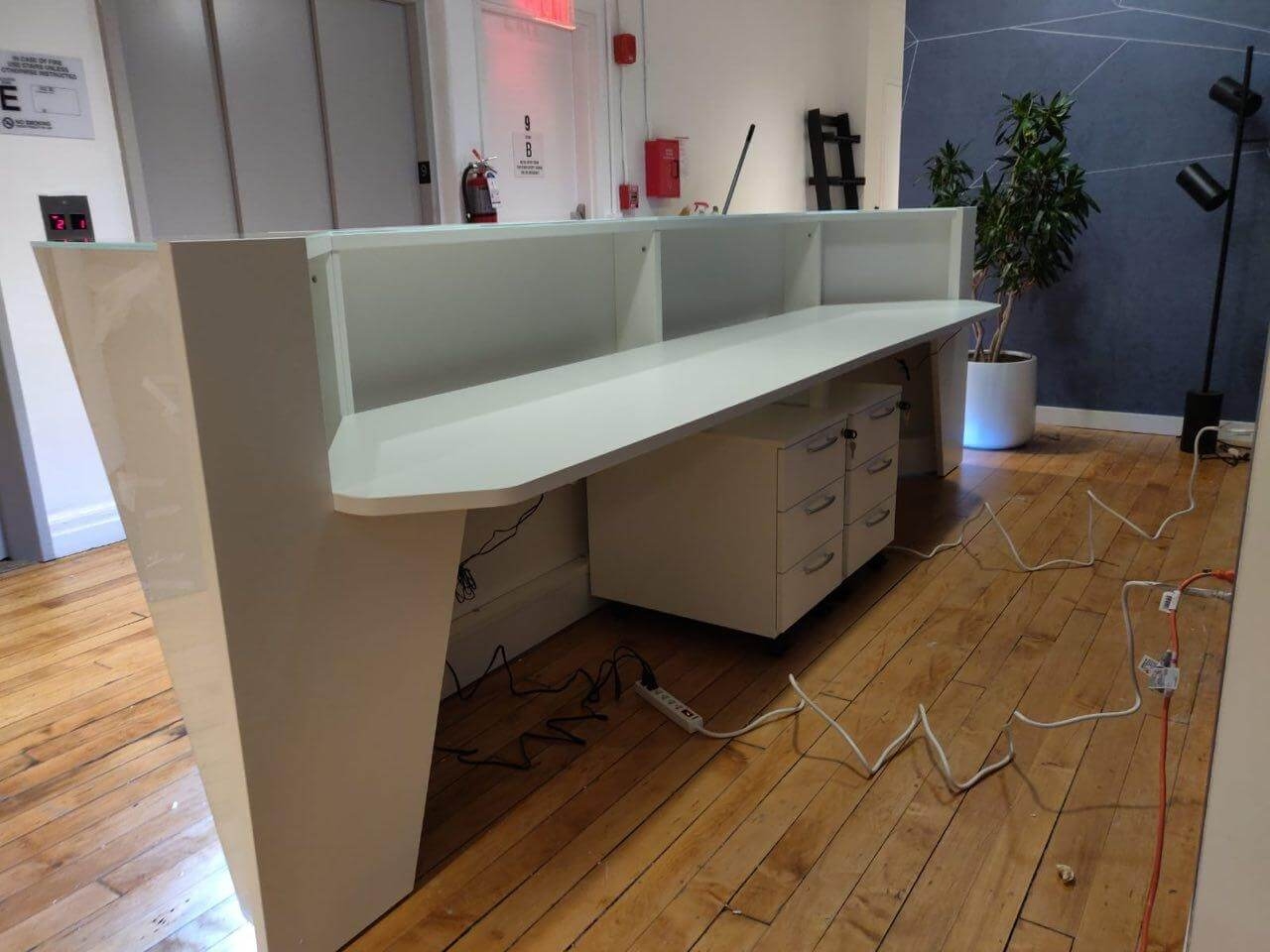 Alpa 142" Straight Large Reception Desk w/LED Light