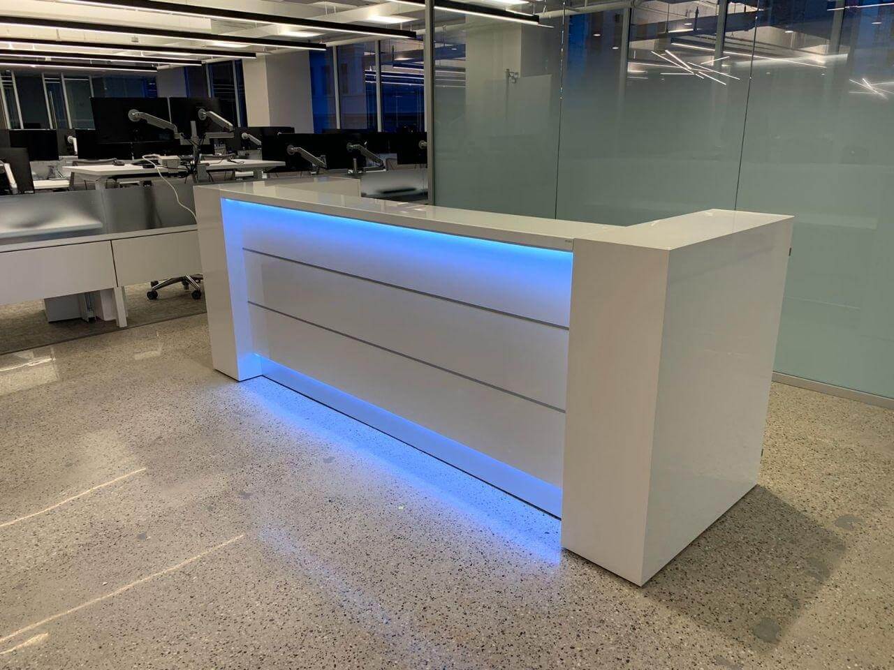 Valde Straight Reception Desk with Storage, White by MDD Furniture