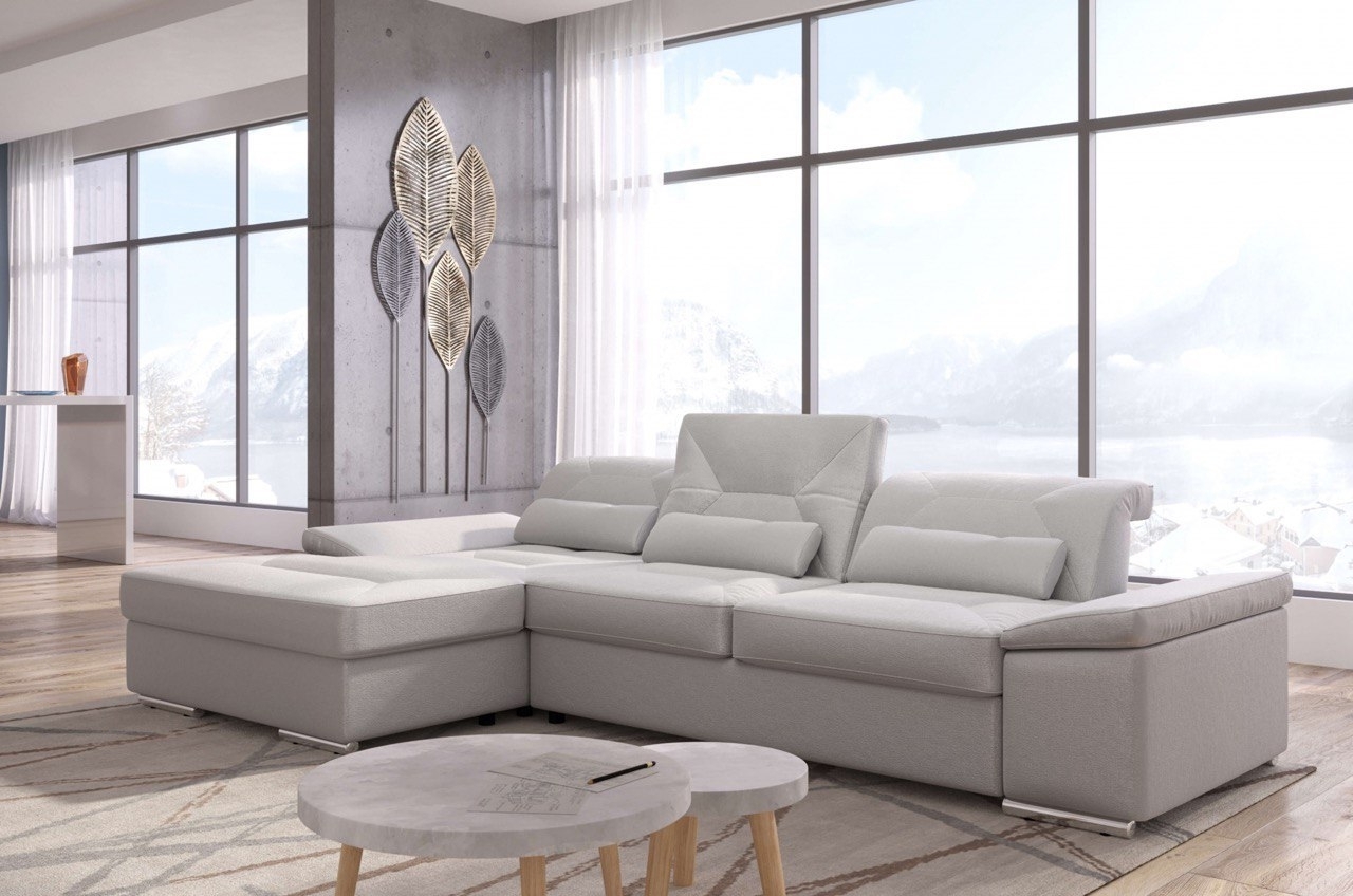 Alpine X Fabric L-Shaped Sectional Sofa with Sleeper & Storage