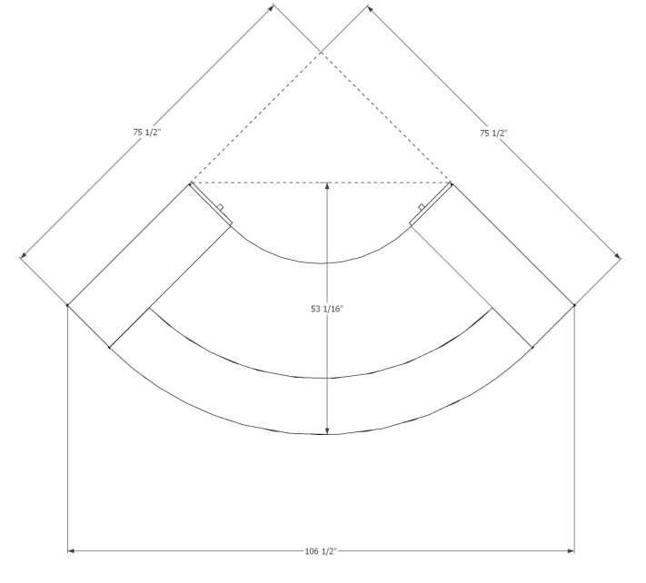Valde 106" cockpit Reception Desk dimention