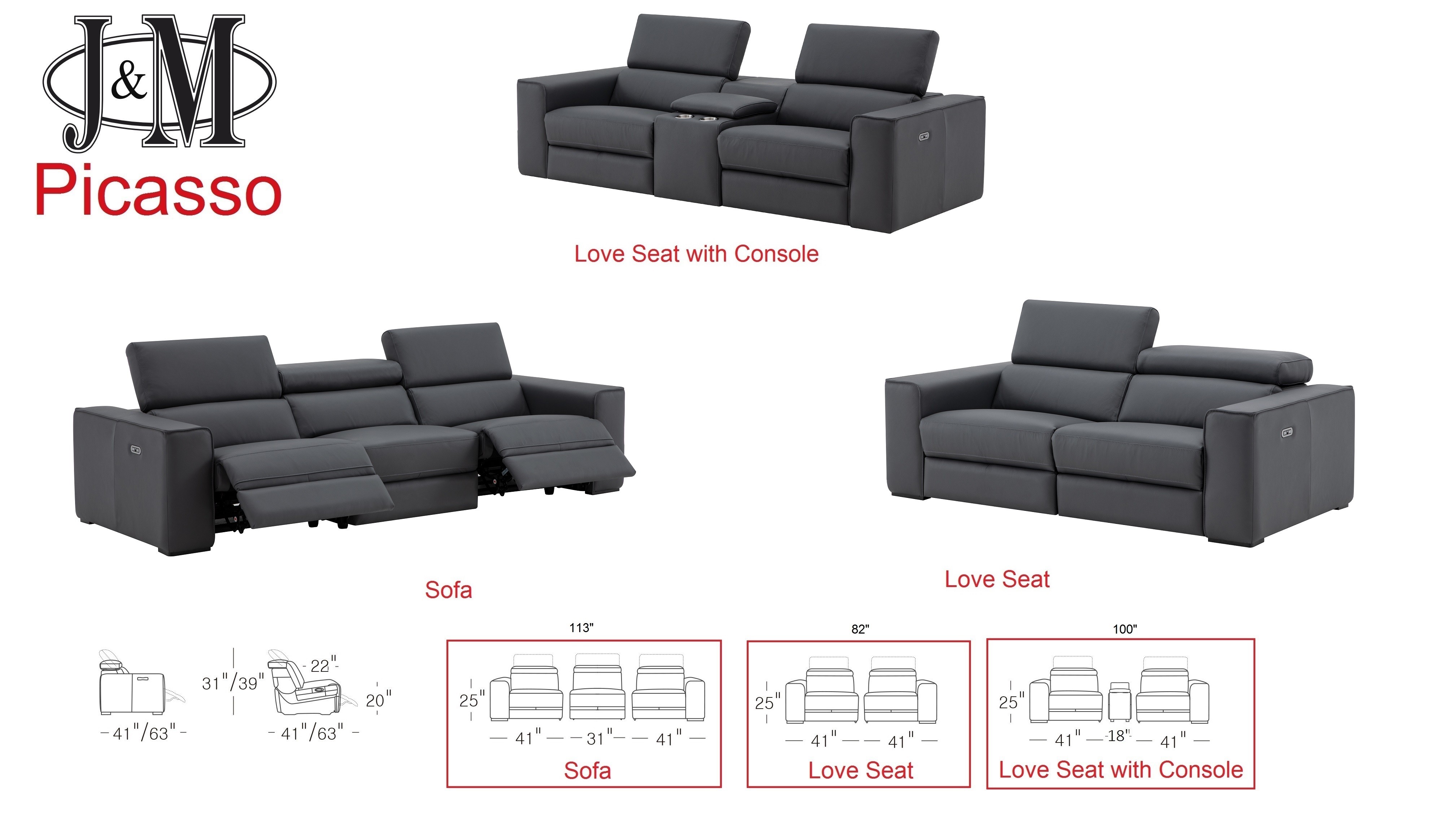 Picasso Leather Loveseat and Sofa 