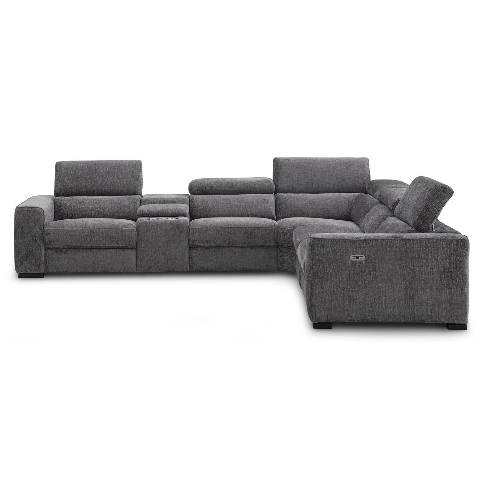 Picasso Power Reclining Fabric Sectional in Dark Grey