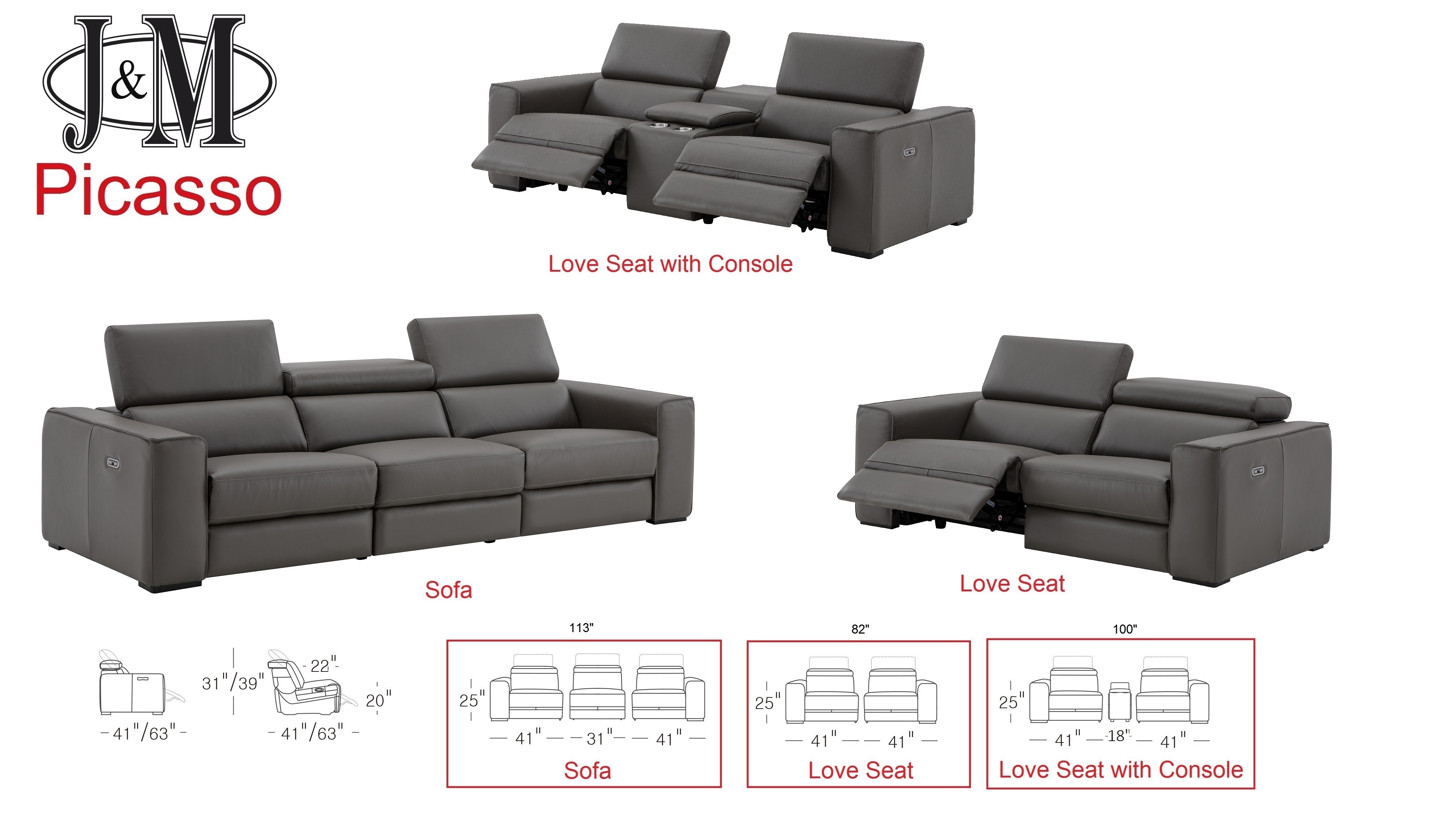 Picasso Leather Loveseat