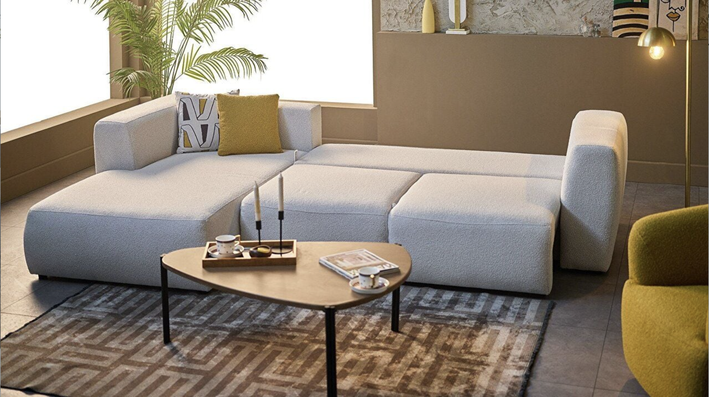 Picasso Fabric Convertible Left Arm Facing Sectional