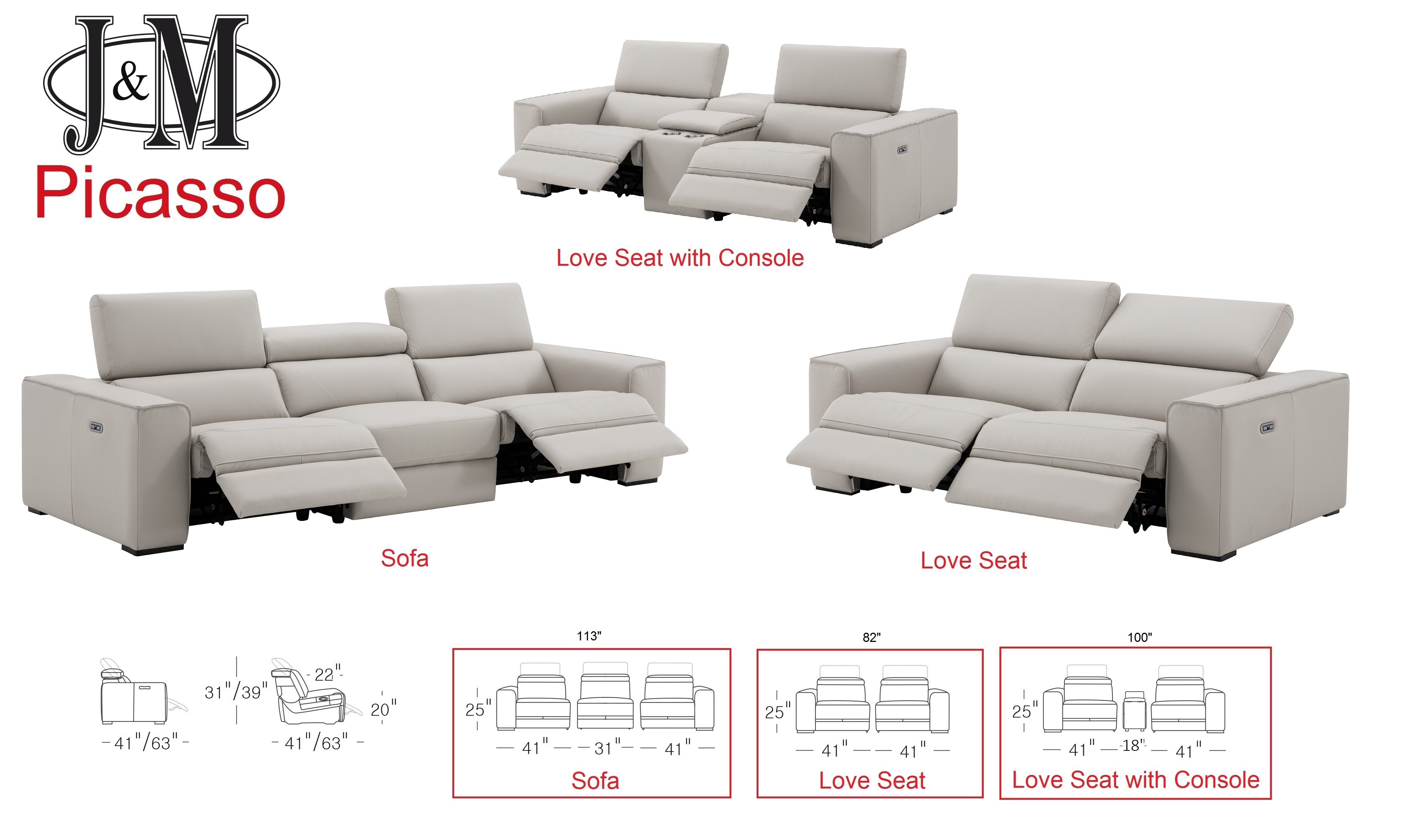 Jennifer Italia Incanto 2 Pieces Power Recliner