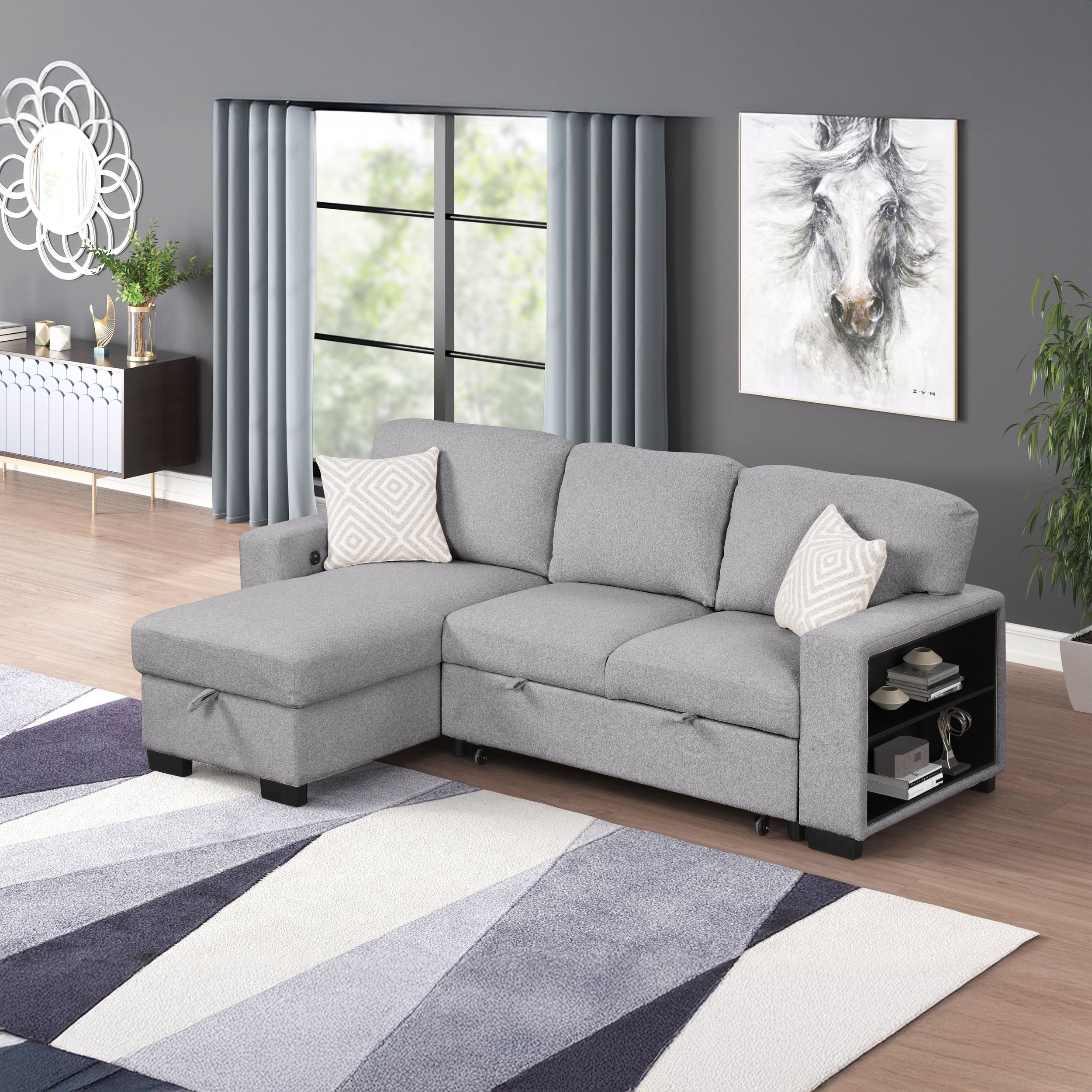 Pinto Gray Velvet Sectional Sofa