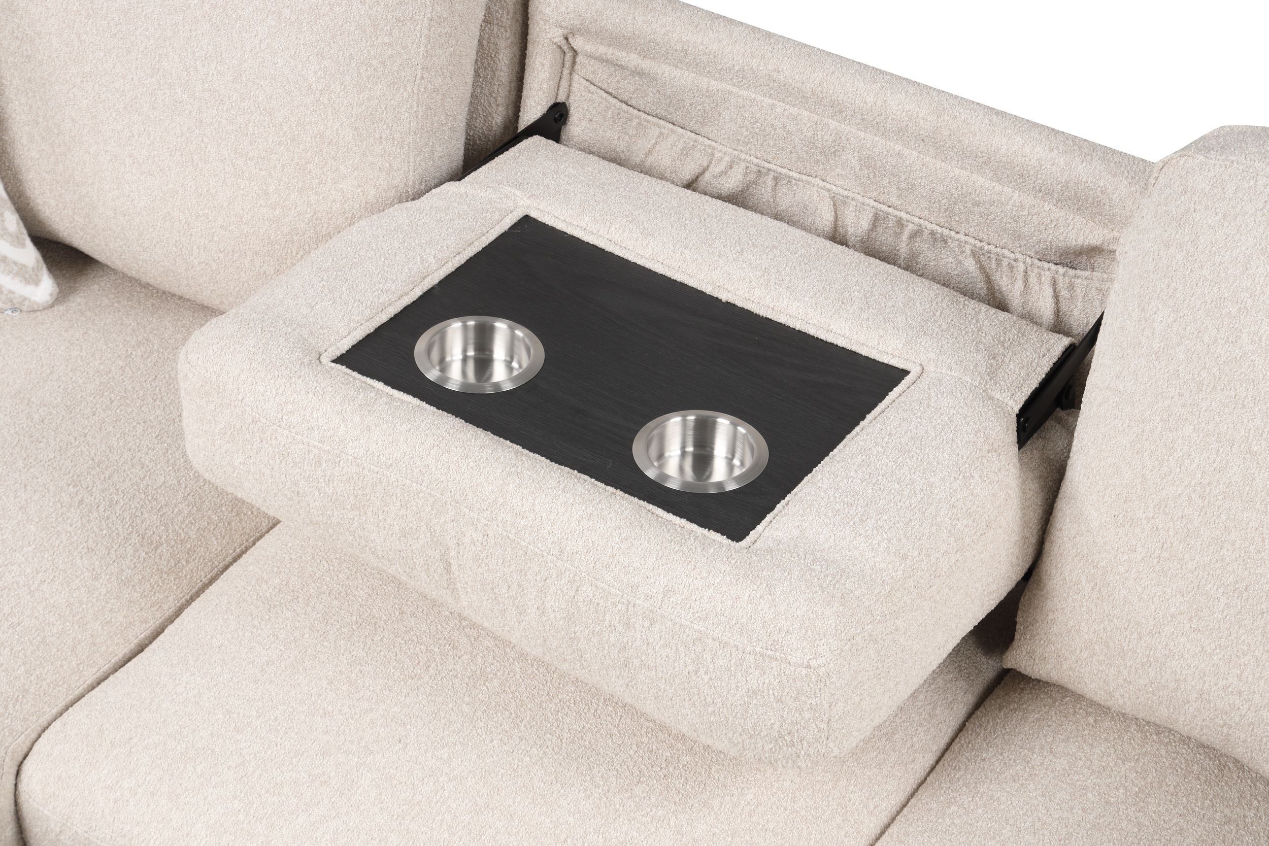 Fabric Reversible Sleeper Sectional 2 Cup Holders
