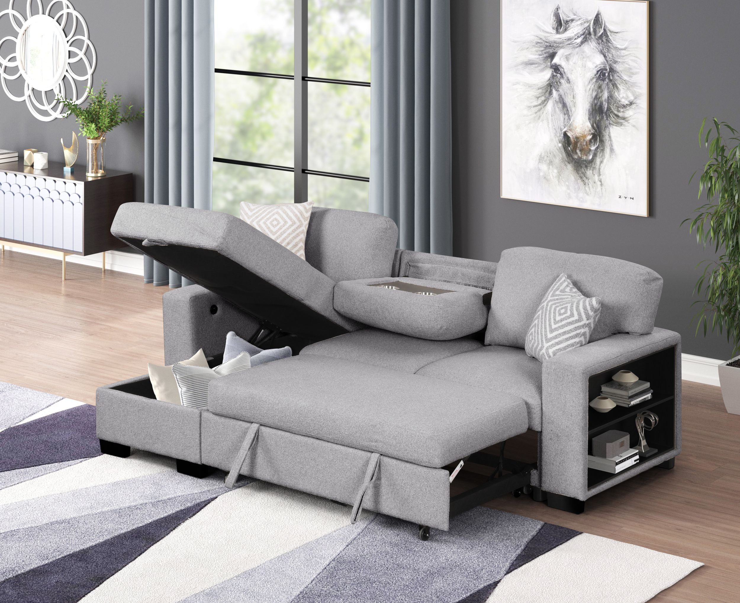 Modern Gray Pinto Sectional Sofa