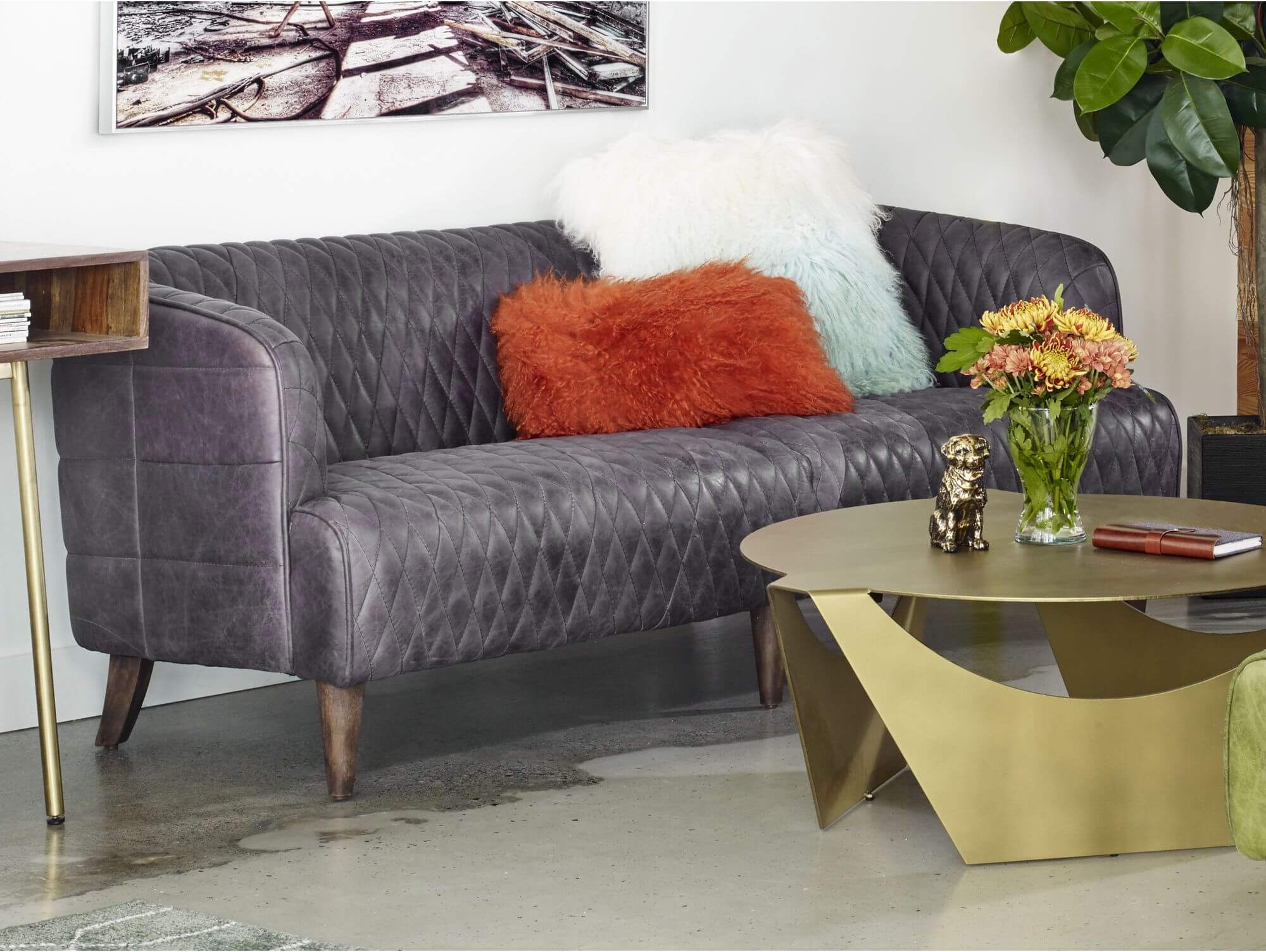 Magdelan Tufted Leather Sofa